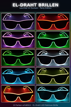 LED-Leuchtbrille – Neon Partybrille mit EL-Wire | Leuchtende Glow-Brille für Festivals, Halloween, Cosplay & Partys