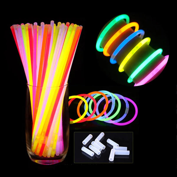 Leuchtstäbe Glow Sticks – 10/25/50/100 Stück Party Knicklichter, mehrfarbig biegsam, ideal für Feiern & Festivals