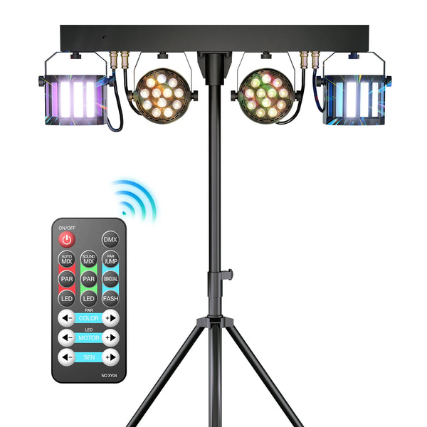Fieryzeal 60W RGBW LED PAR-Scheinwerfer – DMX Bühnenlicht mit Halterung für DJ, Disco, Hochzeit & Konzert