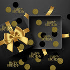 Goldglitzerndes „Happy Birthday“-Konfetti für den Tisch – rundes Papierkonfetti in Schwarz und Gold für Geburtstags- und Jubiläumsfeiern