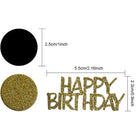 Goldglitzerndes „Happy Birthday“-Konfetti für den Tisch – rundes Papierkonfetti in Schwarz und Gold für Geburtstags- und Jubiläumsfeiern