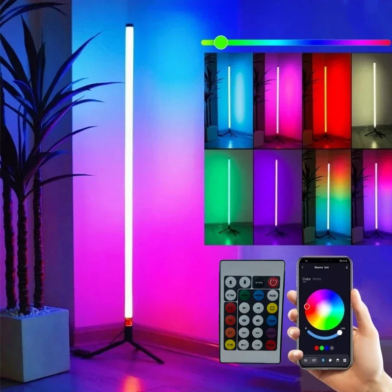 App-gesteuerte RGB Eck-Stehlampe mit Musiksteuerung, dimmbar, für Party, Hochzeit, Feiertage & Event-Dekoration