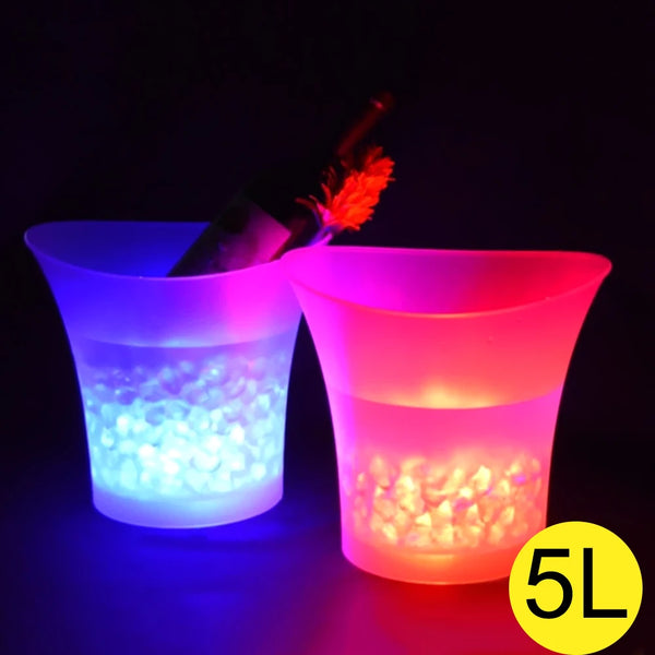 5-Liter LED-Eiskübel für Champagner und Bier – leuchtet in 4 Farben, aus robustem Kunststoff